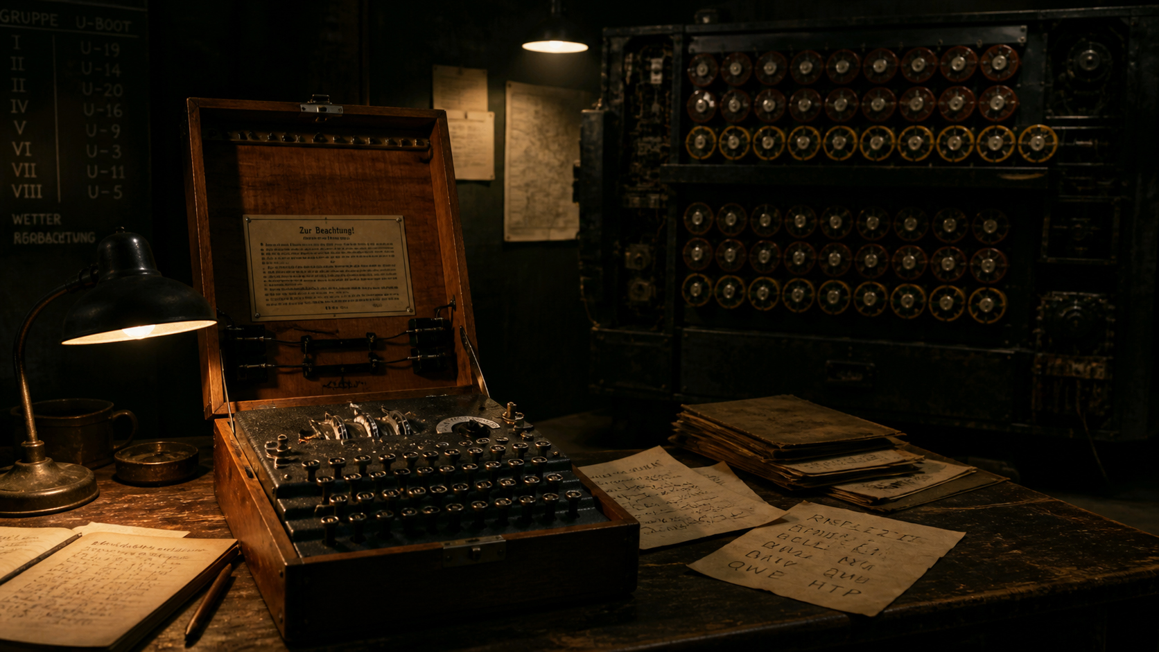 Enigma 風の暗号機、ローター、暗号文、Bombe の影
