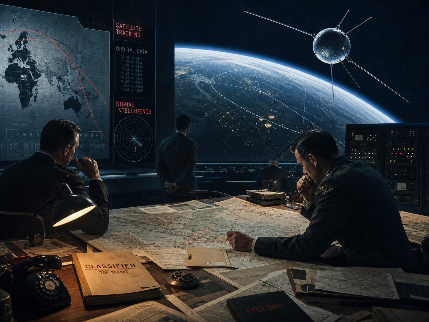 人工衛星と地球、監視マップのイメージ