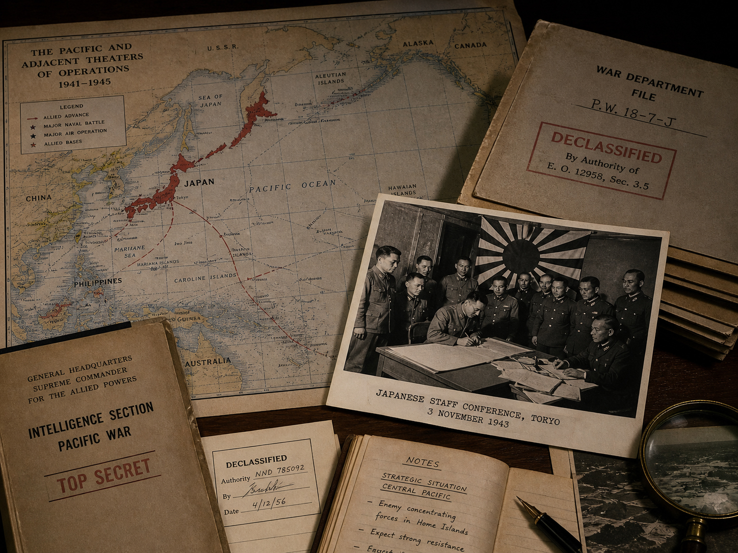 太平洋戦争関連の地図と写真資料複製