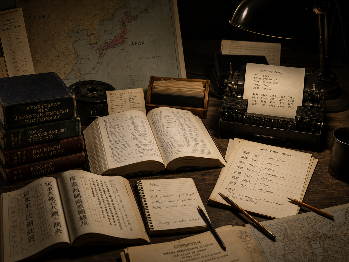 日本語辞書、英和辞典、外交公電、翻訳メモ、ローマ字表記の暗号電文