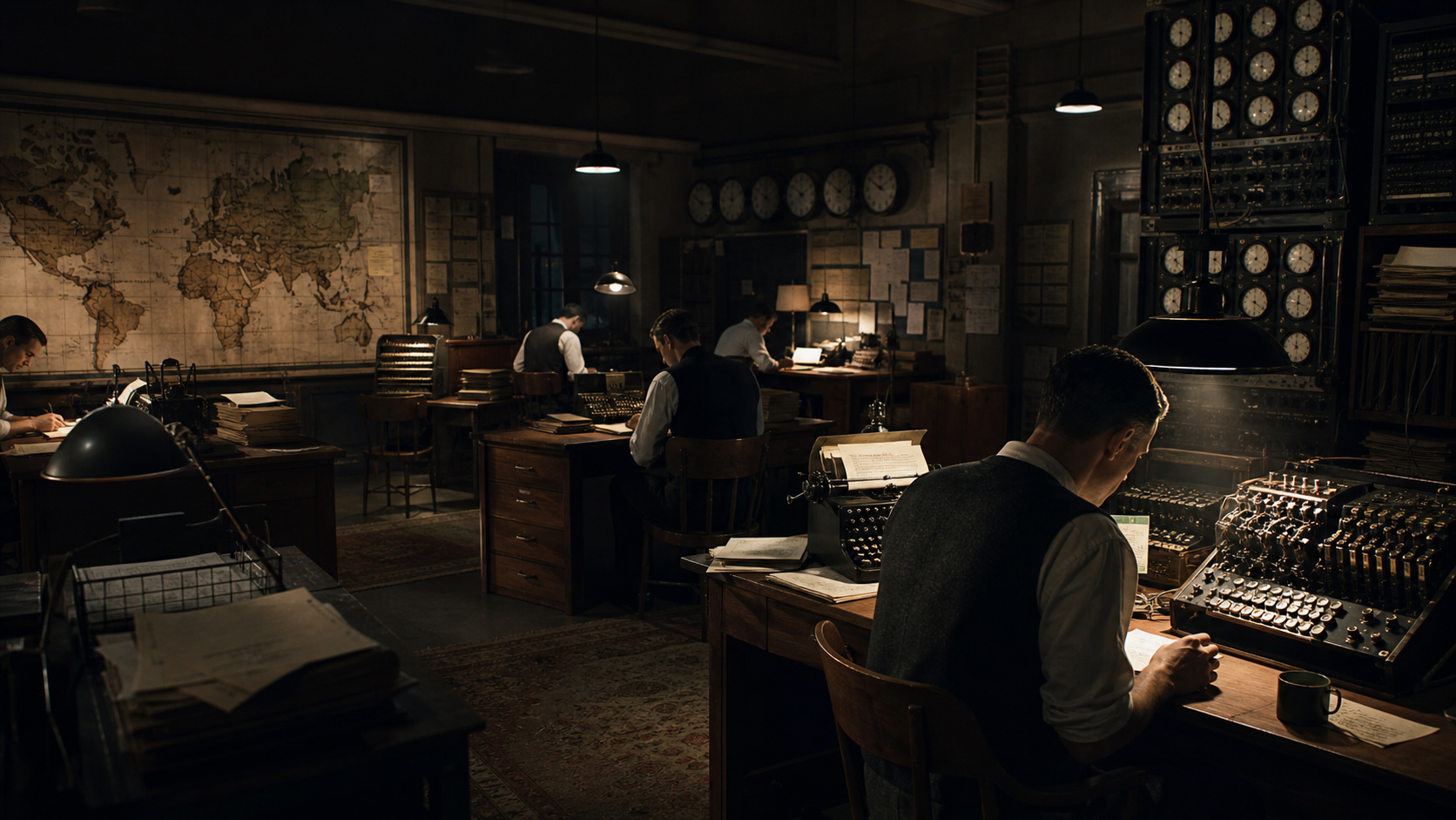 戦時中の暗号解読室